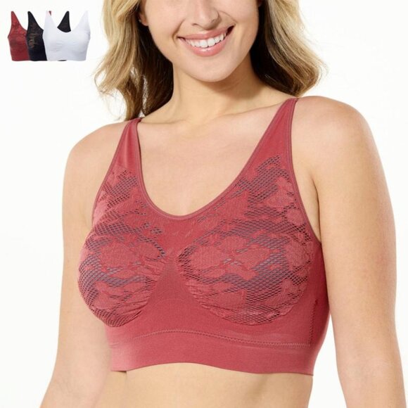 Rhonda Shear 3pack Ahh Bra with Adjustable Straps and Lace Detail Size XL 666.11 - Picture 1 of 6